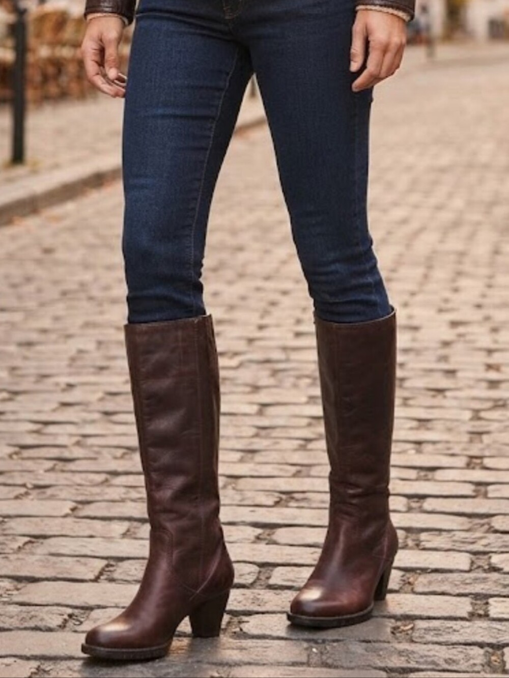 Born Women Leather Tall Heels Boots shoes s 6